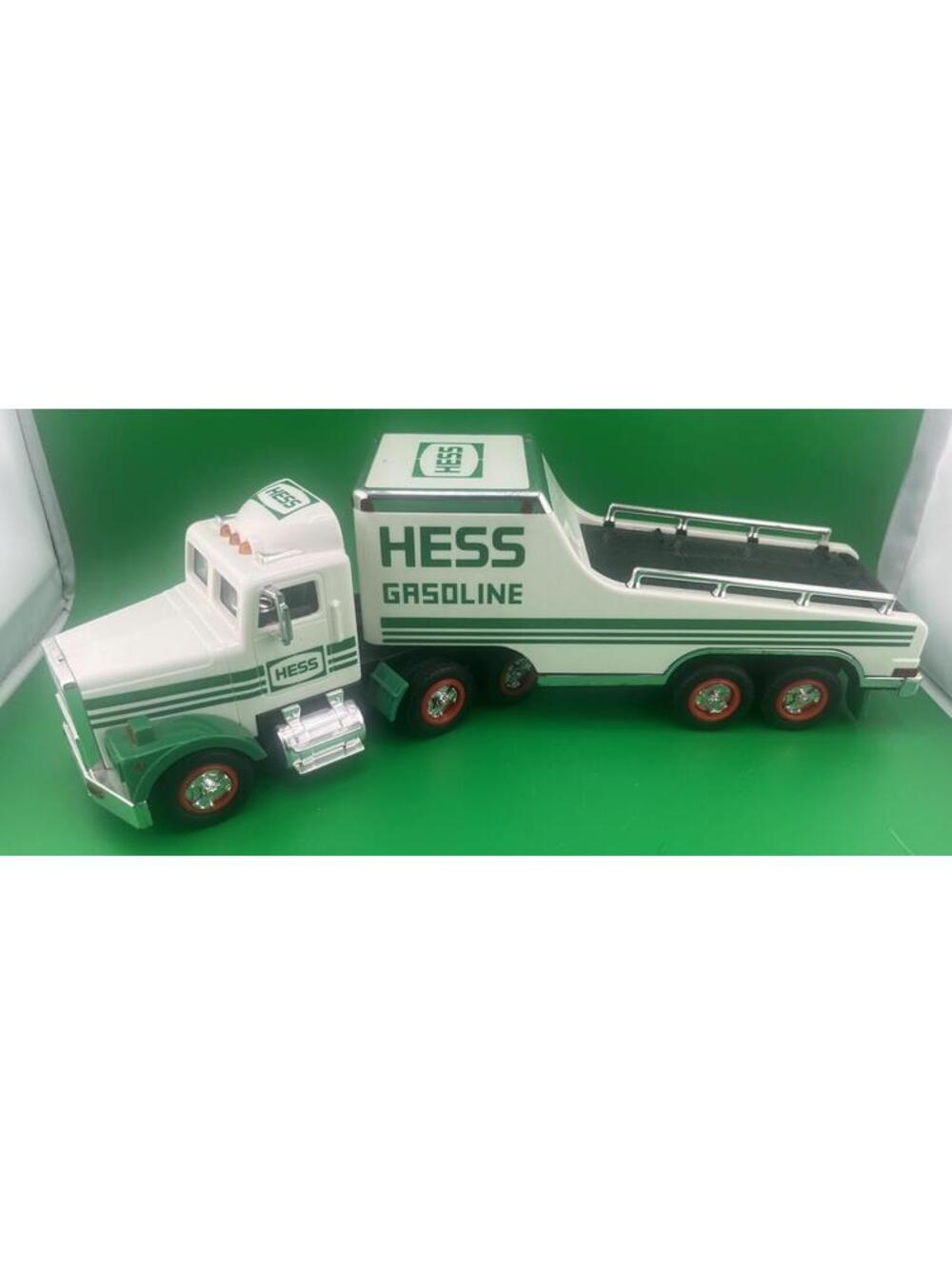 1991 Hess Gasoline Flatbed Truck with Racer - Classic Collector Toy - H1991